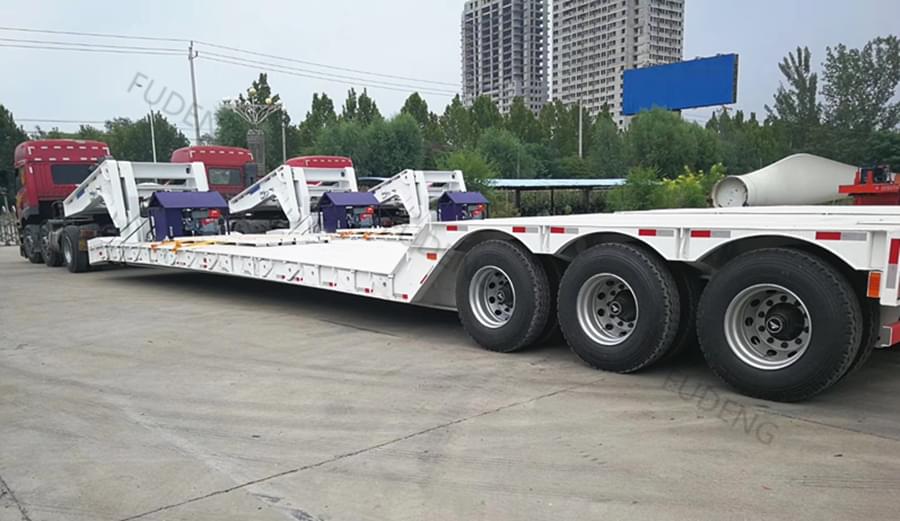 3 Axles detachable lowbed trailer paylaod capacity testing